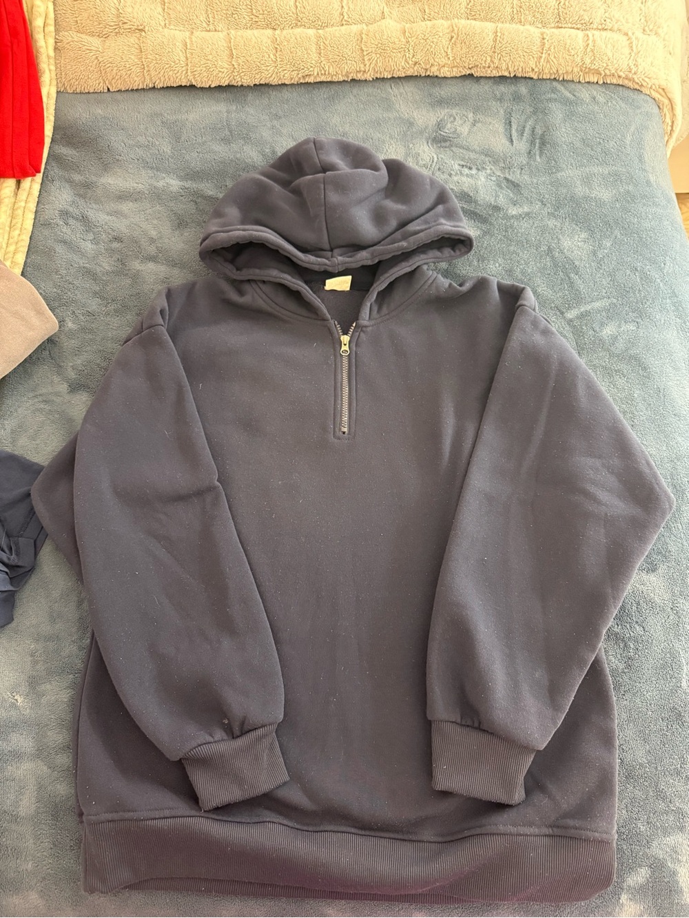 Women’s  Navy Half-Zip Hooded Sweater